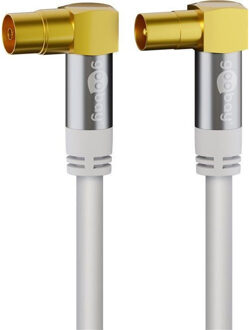 Goobay Antenne Aansluitkabel [1x Antennebus 75 Ω - 1x Antennestekker 75 Ω] 1.00 m Viervoudig afgeschermd Wit