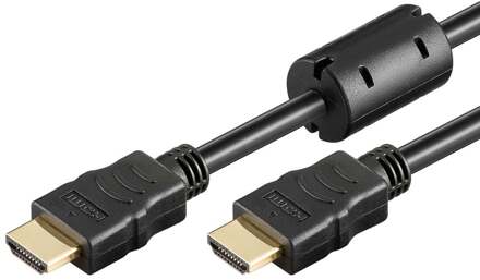 Goobay HDMI kabel - 1.4 - High Speed - Geschikt voor 4K Ultra HD 2160p en 3D-weergave - Beschikt over Ethernet - Ferrietkern - 2 meter - Korte HDMI kabel Zwart