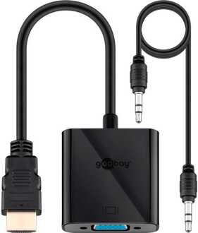 Goobay HDMI / VGA Adapter [1x HDMI-stekker - 1x VGA-bus, Jackplug female 3.5 mm] Zwart