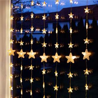 Goobay Lichtgordijn met sterren voor buiten - 80 LEDs - Warm wit - 1 meter - Kerstverlichting Transparant