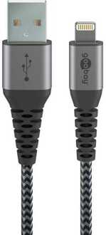 Goobay Lightning > USB-A textielkabel met metalen aansluitingen Kabel