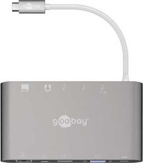 Goobay USB 3.0 Adapter [1x USB-C stekker - 1x USB 3.0 bus A, USB 3.0 bus A, USB 3.0 bus A, HDMI-bus, VGA-bus, USB-C bus]