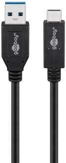 Goobay USB 3.1 GEN 2 (USB 3.0) USB-C (M) naar USB-A (M) kabel - 10Gbit/s - Up to 60W - USB adapter - OTG kabel - USB-C (M) naar USB-A (M) kabel - 0.5m - 10Gbit/s - GEN 2 - zwart