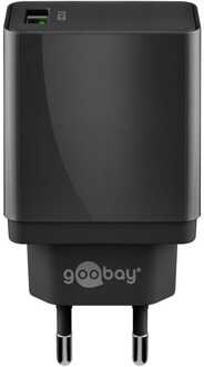 Goobay USB-A adapter - USB-A oplader - CEE 7/16 - USB-A adapter - 1 poorts - Quick Charge 3.0 - 3000mA - 18W - zwart Wit