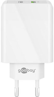 Goobay USB-A adapter - USB-A oplader - CEE 7/16 - USB-A adapter - 2 poorts - USB-A & Quick Charge 3.0 - 3000mA - 28W - wit