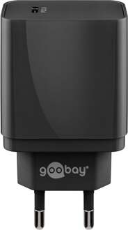 Goobay USB-C adapter - USB-C Oplader - Quick Charge - CEE 7/16 - USB-C adapter - 1 poorts - 18W - 3000mA - 5V - Quick Charge - Zwart Wit, Zwart