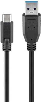 Goobay USB-C - USB A 3.0 kabel, 0.15 m Zwart