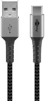 Goobay USB-C > USB-A textielkabel met metalen aansluitingen Kabel
