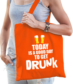 Good day to get drunk bier supporter tas oranje voor dames en heren - EK/ WK voetbal / Koningsdag - Feest Boodschappenta