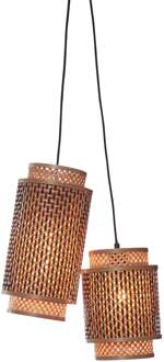 GOOD&MOJO Hanglamp Bhutan - Bamboe|Zwart - 2L Bruin