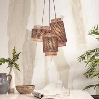 GOOD&MOJO Hanglamp Bhutan - Bamboe|Zwart - 3L Bruin