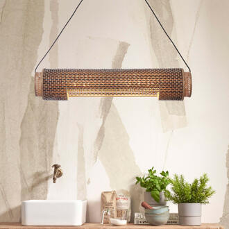 GOOD&MOJO Hanglamp Bhutan - Bamboe|Zwart - 85x15x15cm Bruin