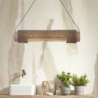 GOOD&MOJO Hanglamp Bhutan - Bamboe|Zwart - 85x15x15cm Bruin