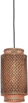 GOOD&MOJO Hanglamp Bhutan - Bamboe|Zwart - Ø18x35cm Bruin