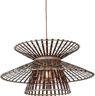 GOOD&MOJO Hanglamp Machu Picchu bamboe/kap ø57xh.27cm, naturel/bruin