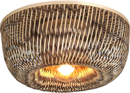 GOOD&MOJO Plafondlamp Barbados bamboe/halfrond kap ø35xh.15cm naturel/bruin Naturel / Bruin