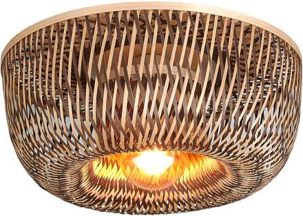 GOOD&MOJO Plafondlamp Barbados bamboe/halfrond kap ø35xh.15cm naturel/bruin Naturel / Bruin