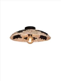 GOOD&MOJO Plafonniere Andros dia. 45cm, zw/nat/wit Naturel / Wit / Zwart