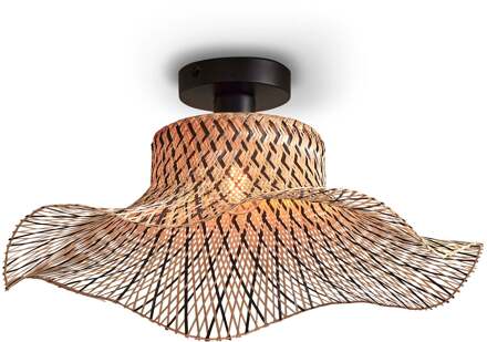 GOOD&MOJO Plafonniere Ibiza - Bamboe|Zwart - 50x50x15cm Bruin