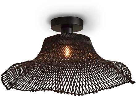 GOOD&MOJO Plafonniere Ibiza - Bamboe Zwart - 50x50x15cm