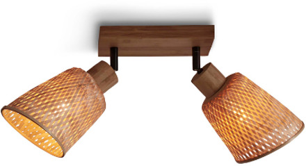 GOOD&MOJO Plafonniere Java - Bamboe - 28x15x24cm Bruin