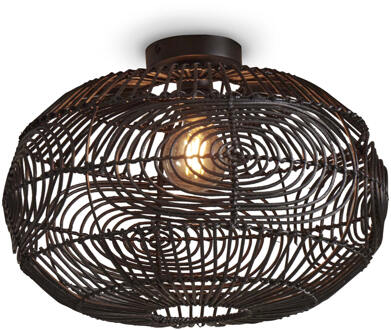 GOOD&MOJO Plafonniere Madeira - Rotan Zwart - Ø48cm