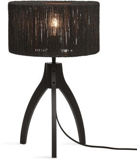 GOOD&MOJO Tafellamp Iguazu - Jute|Bamboe Zwart - Ø30x41cm