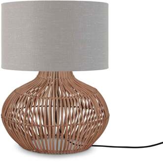 GOOD&MOJO Tafellamp Kalahari S rotan 48cm/kap 32x20cm linnen.grijs
