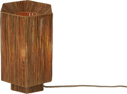 GOOD&MOJO Tafellamp raffia Panama rond/octogone bruin, L