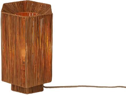 GOOD&MOJO Tafellamp raffia Panama rond/octogone bruin, L