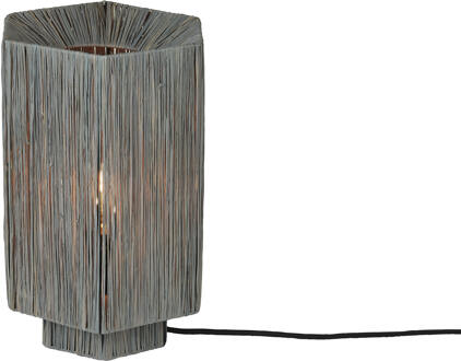 GOOD&MOJO Tafellamp raffia Panama rond/octogone grijs, L