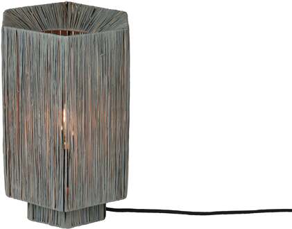 GOOD&MOJO Tafellamp raffia Panama rond/octogone grijs, L