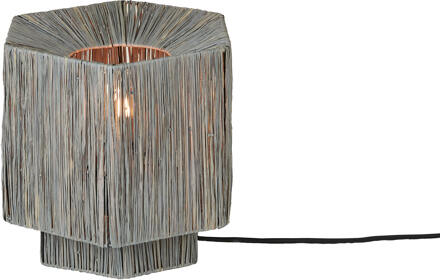 GOOD&MOJO Tafellamp raffia Panama rond/octogone ø28xh.26cm grijs, S