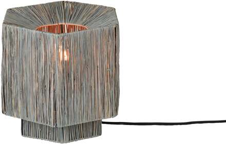 GOOD&MOJO Tafellamp raffia Panama rond/octogone ø28xh.26cm grijs, S