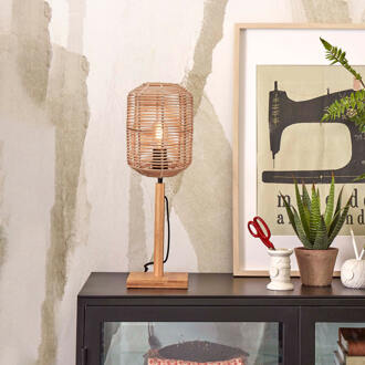 GOOD&MOJO Tafellamp Tanami - Bamboe|Rotan - Ø18cm Bruin
