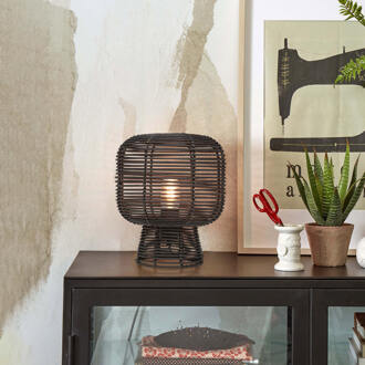 GOOD&MOJO Tafellamp Tanami - Rotan Zwart - Ø27cm