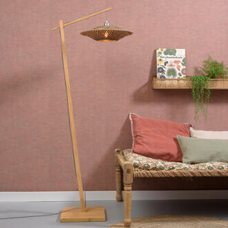 GOOD&MOJO Vloerlamp Bali bamboe nat. h.176cm/kap dia.44x12cm naturel/zwart M Naturel / Zwart