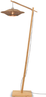 GOOD&MOJO Vloerlamp Bali bamboe nat. h.176cm/kap dia.44x12cm naturel/zwart M Naturel / Zwart