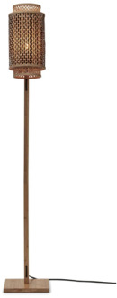 GOOD&MOJO Vloerlamp Bhutan - Bamboe|Zwart - 20x20x145cm Bruin