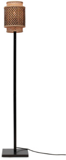 GOOD&MOJO Vloerlamp Bhutan - Zwart|Bamboe - 20x20x135cm Bruin