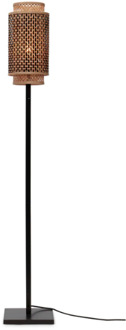 GOOD&MOJO Vloerlamp Bhutan - Zwart|Bamboe - 20x20x145cm Bruin