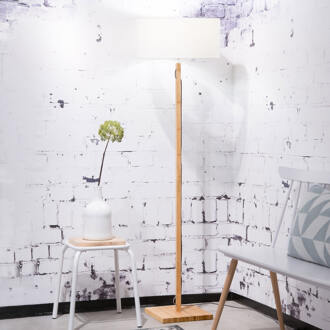 GOOD&MOJO Vloerlamp Fuji - Wit|Bamboe - Ø47cm