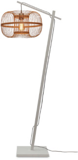 GOOD&MOJO Vloerlamp Hokkaido - Bamboe Wit|Naturel - 55x38x150cm Bruin