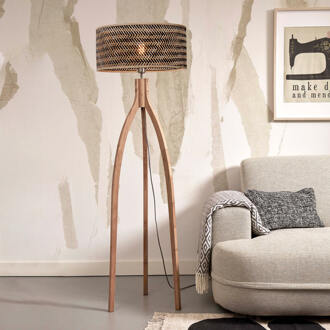 GOOD&MOJO Vloerlamp Java - Bamboe|Zwart - 50x50x145cm - Driepoot Bruin