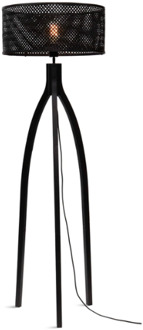 GOOD&MOJO Vloerlamp Java - Bamboe Zwart - 50x50x145cm - Driepoot