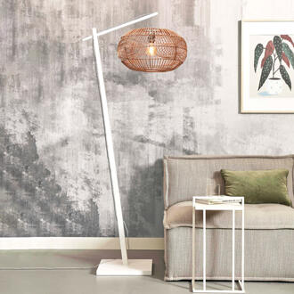 GOOD&MOJO Vloerlamp Madeira - Bamboe Wit|Rotan - 74x48x176cm Bruin