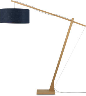 GOOD&MOJO Vloerlamp Montblanc bamboe h.207/kap 60x30cm eco linnen, blue denim Blauw