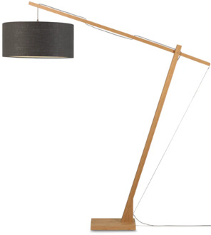 GOOD&MOJO Vloerlamp Montblanc bamboe h.207/kap 60x30cm  eco linnen, donkergrijs Donker grijs