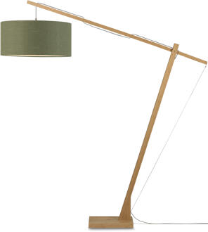 GOOD&MOJO Vloerlamp Montblanc bamboe h.207/kap 60x30cm eco linnen, green forest Groen