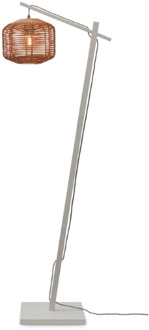 GOOD&MOJO Vloerlamp Tanami - Bamboe Wit|Rotan - 55x30x150cm Bruin